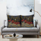 West Coast Eagles ANZAC Day Pillow Cover Indigenous Dot Art with Poppy Flower Tribute