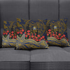 West Coast Eagles ANZAC Day Pillow Cover Indigenous Dot Art with Poppy Flower Tribute