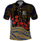 West Coast Eagles ANZAC Day Polo Shirt Indigenous Dot Art with Poppy Flower Tribute