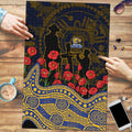 West Coast Eagles ANZAC Day Puzzle Indigenous Dot Art with Poppy Flower Tribute