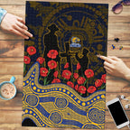 West Coast Eagles ANZAC Day Puzzle Indigenous Dot Art with Poppy Flower Tribute