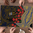 West Coast Eagles ANZAC Day Puzzle Indigenous Dot Art with Poppy Flower Tribute