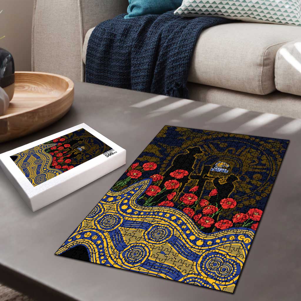 West Coast Eagles ANZAC Day Puzzle Indigenous Dot Art with Poppy Flower Tribute
