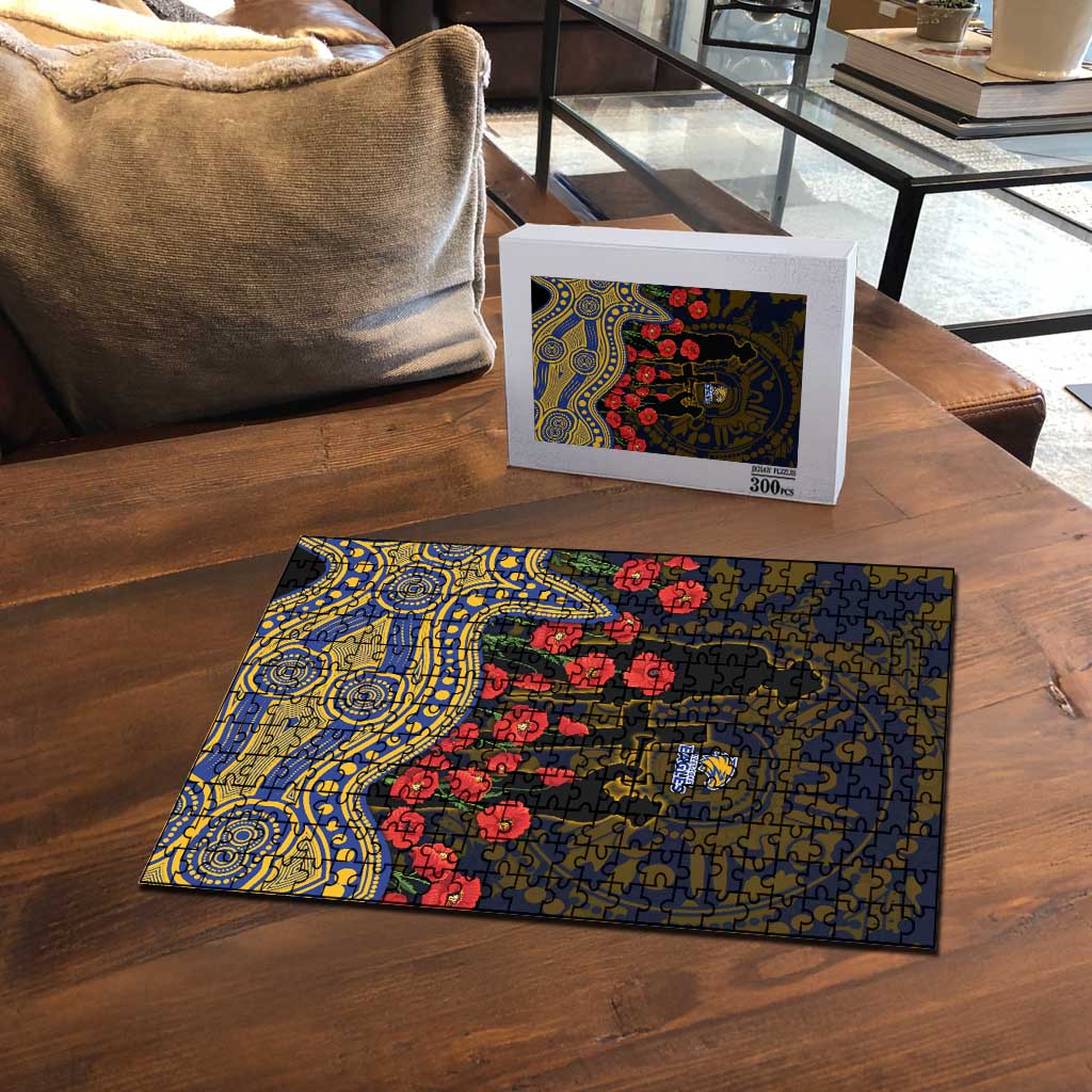 West Coast Eagles ANZAC Day Puzzle Indigenous Dot Art with Poppy Flower Tribute