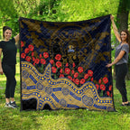 West Coast Eagles ANZAC Day Quilt Indigenous Dot Art with Poppy Flower Tribute