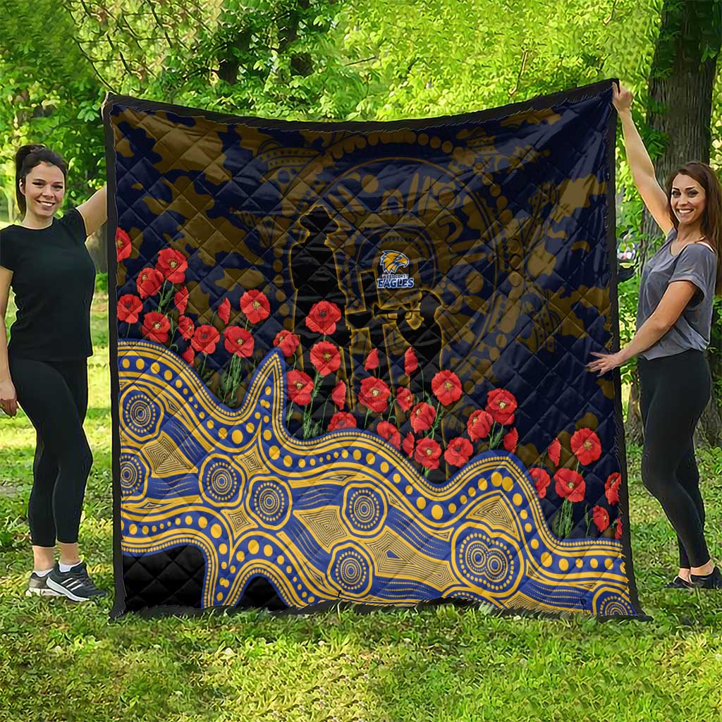 West Coast Eagles ANZAC Day Quilt Indigenous Dot Art with Poppy Flower Tribute