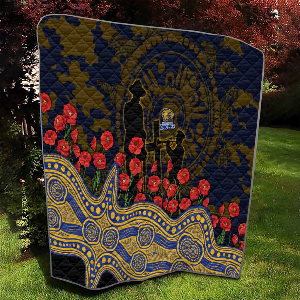 West Coast Eagles ANZAC Day Quilt Indigenous Dot Art with Poppy Flower Tribute