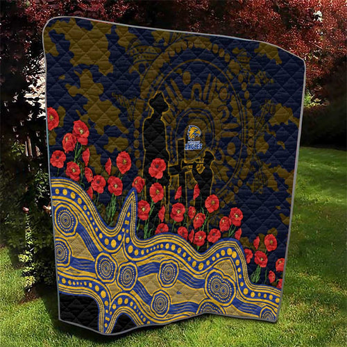 West Coast Eagles ANZAC Day Quilt Indigenous Dot Art with Poppy Flower Tribute
