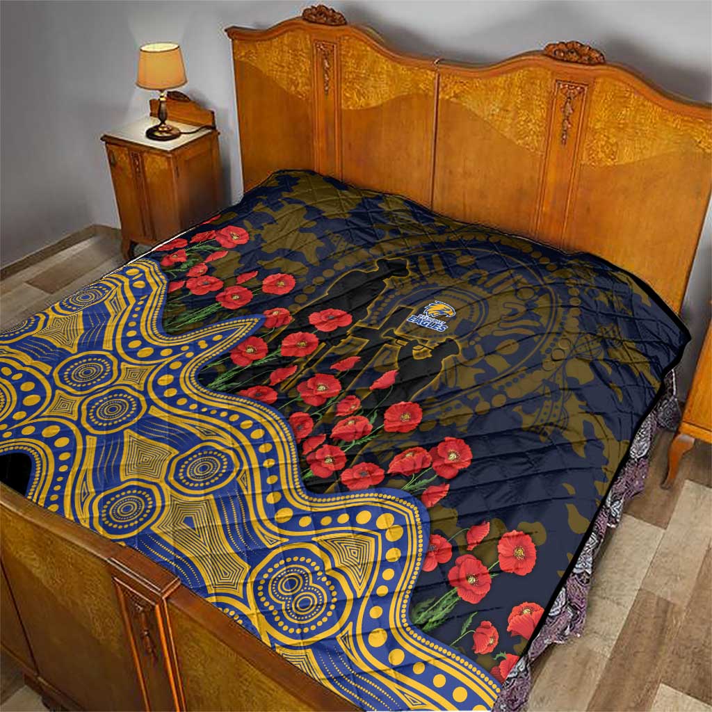 West Coast Eagles ANZAC Day Quilt Indigenous Dot Art with Poppy Flower Tribute