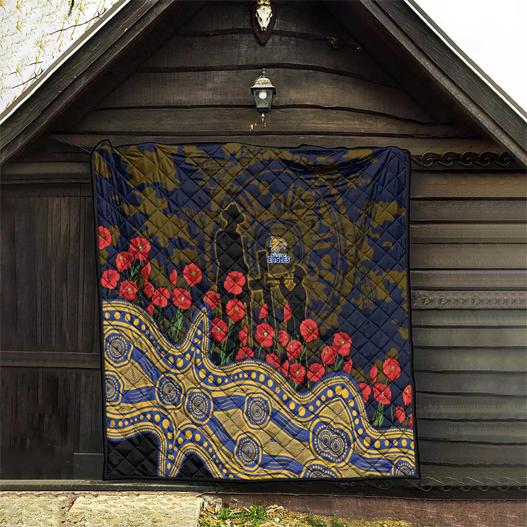 West Coast Eagles ANZAC Day Quilt Indigenous Dot Art with Poppy Flower Tribute