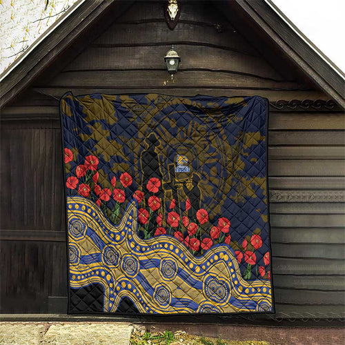 West Coast Eagles ANZAC Day Quilt Indigenous Dot Art with Poppy Flower Tribute