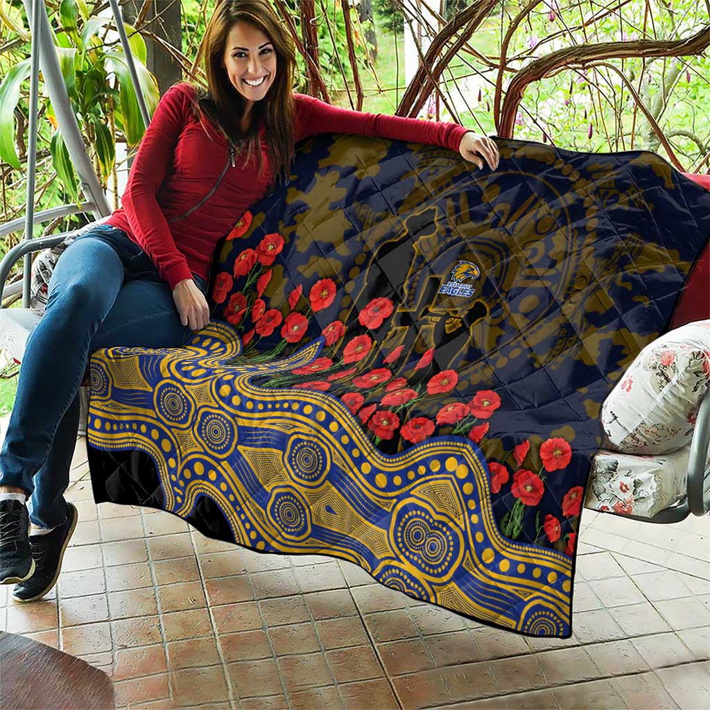 West Coast Eagles ANZAC Day Quilt Indigenous Dot Art with Poppy Flower Tribute