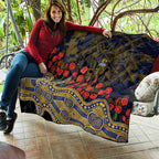 West Coast Eagles ANZAC Day Quilt Indigenous Dot Art with Poppy Flower Tribute