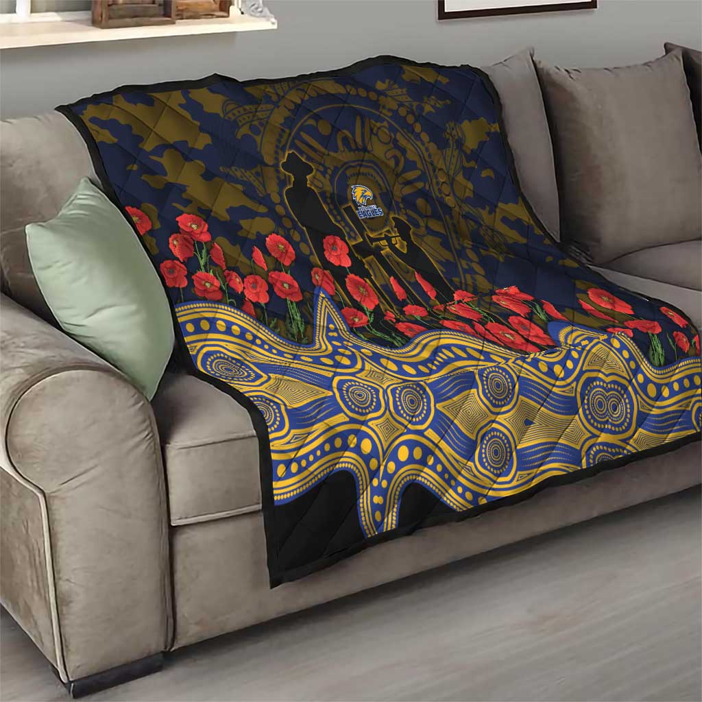 West Coast Eagles ANZAC Day Quilt Indigenous Dot Art with Poppy Flower Tribute