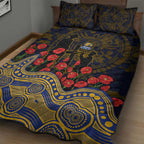 West Coast Eagles ANZAC Day Quilt Bed Set Indigenous Dot Art with Poppy Flower Tribute