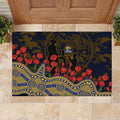West Coast Eagles ANZAC Day Rubber Doormat Indigenous Dot Art with Poppy Flower Tribute