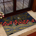 West Coast Eagles ANZAC Day Rubber Doormat Indigenous Dot Art with Poppy Flower Tribute