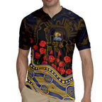 West Coast Eagles ANZAC Day Rugby Jersey Indigenous Dot Art with Poppy Flower Tribute