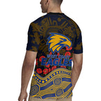West Coast Eagles ANZAC Day Rugby Jersey Indigenous Dot Art with Poppy Flower Tribute