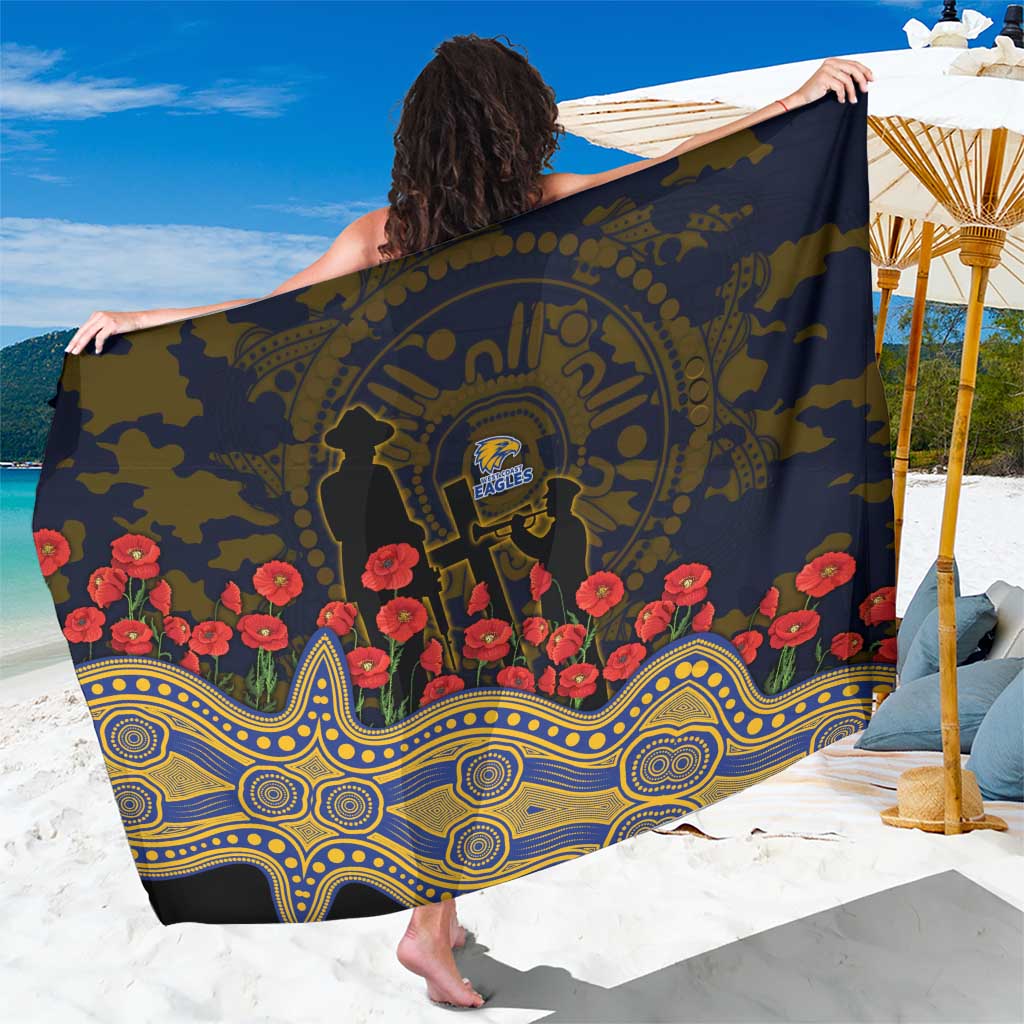 West Coast Eagles ANZAC Day Sarong Indigenous Dot Art with Poppy Flower Tribute