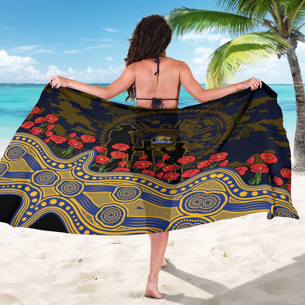West Coast Eagles ANZAC Day Sarong Indigenous Dot Art with Poppy Flower Tribute