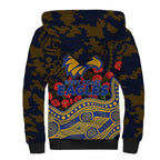 West Coast Eagles ANZAC Day Sherpa Hoodie Indigenous Dot Art with Poppy Flower Tribute