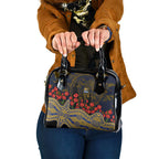West Coast Eagles ANZAC Day Shoulder Handbag Indigenous Dot Art with Poppy Flower Tribute