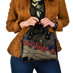 West Coast Eagles ANZAC Day Shoulder Handbag Indigenous Dot Art with Poppy Flower Tribute