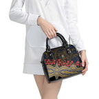 West Coast Eagles ANZAC Day Shoulder Handbag Indigenous Dot Art with Poppy Flower Tribute