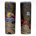 West Coast Eagles ANZAC Day Skinny Tumbler Indigenous Dot Art with Poppy Flower Tribute