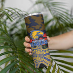 West Coast Eagles ANZAC Day Skinny Tumbler Indigenous Dot Art with Poppy Flower Tribute