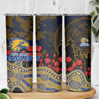 West Coast Eagles ANZAC Day Skinny Tumbler Indigenous Dot Art with Poppy Flower Tribute