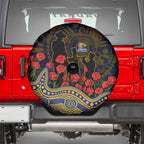 West Coast Eagles ANZAC Day Spare Tire Cover Indigenous Dot Art with Poppy Flower Tribute