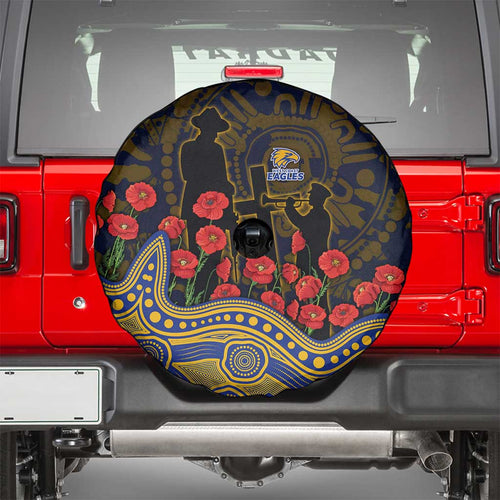 West Coast Eagles ANZAC Day Spare Tire Cover Indigenous Dot Art with Poppy Flower Tribute