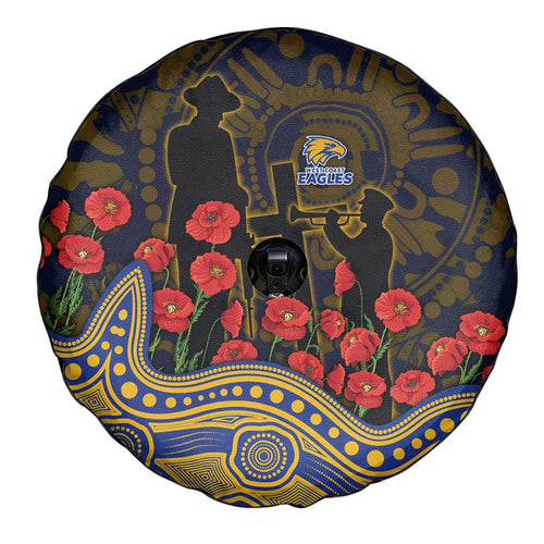 West Coast Eagles ANZAC Day Spare Tire Cover Indigenous Dot Art with Poppy Flower Tribute