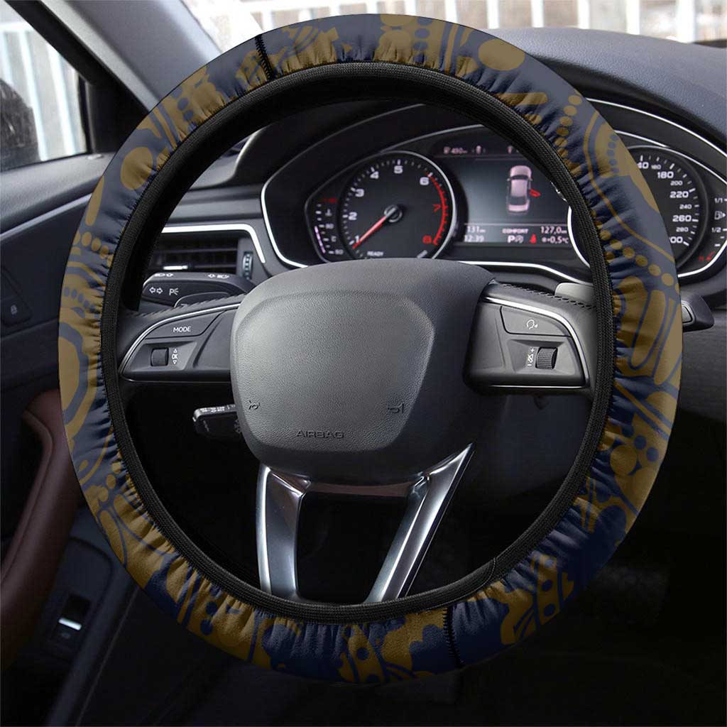 West Coast Eagles ANZAC Day Steering Wheel Cover Indigenous Dot Art with Poppy Flower Tribute
