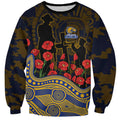 West Coast Eagles ANZAC Day Sweatshirt Indigenous Dot Art with Poppy Flower Tribute