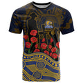 West Coast Eagles ANZAC Day T Shirt Indigenous Dot Art with Poppy Flower Tribute