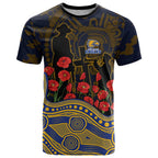 West Coast Eagles ANZAC Day T Shirt Indigenous Dot Art with Poppy Flower Tribute