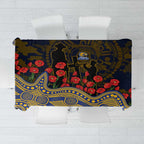 West Coast Eagles ANZAC Day Tablecloth Indigenous Dot Art with Poppy Flower Tribute