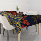 West Coast Eagles ANZAC Day Tablecloth Indigenous Dot Art with Poppy Flower Tribute