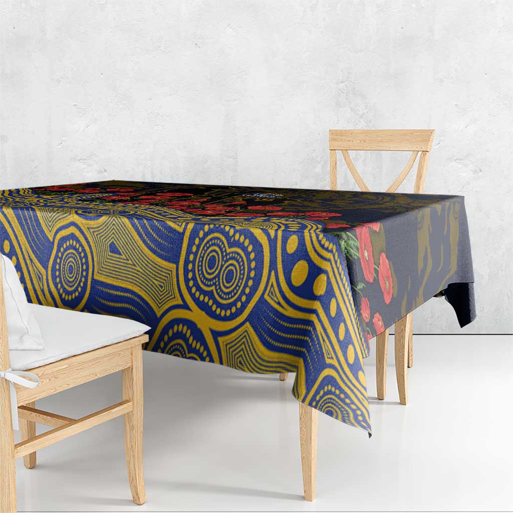 West Coast Eagles ANZAC Day Tablecloth Indigenous Dot Art with Poppy Flower Tribute