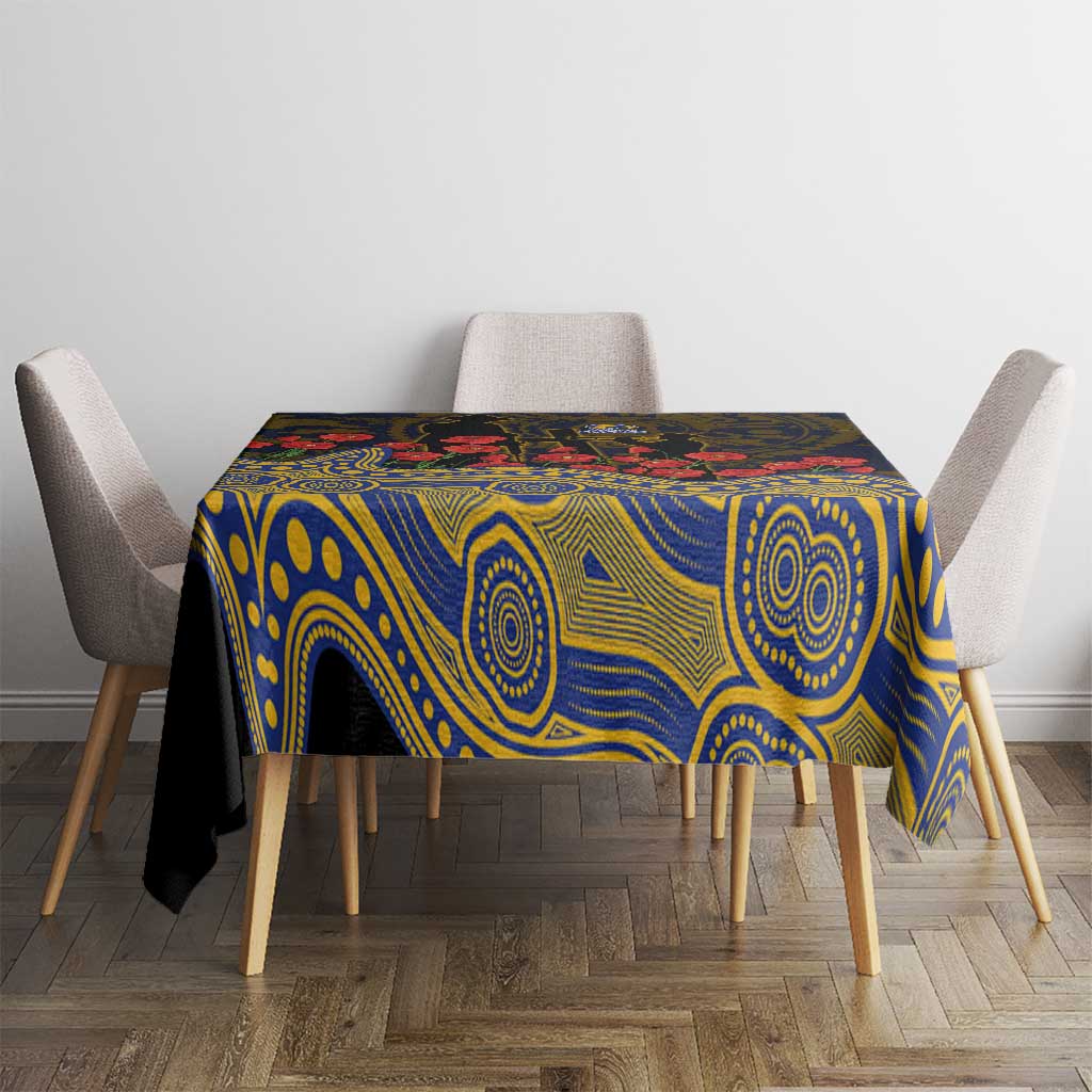 West Coast Eagles ANZAC Day Tablecloth Indigenous Dot Art with Poppy Flower Tribute