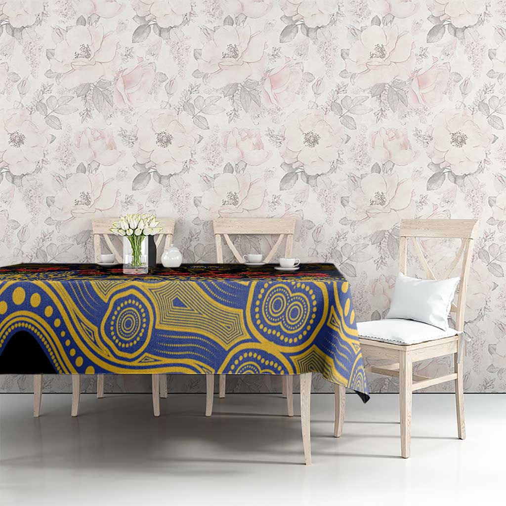 West Coast Eagles ANZAC Day Tablecloth Indigenous Dot Art with Poppy Flower Tribute