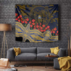 West Coast Eagles ANZAC Day Tapestry Indigenous Dot Art with Poppy Flower Tribute