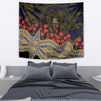 West Coast Eagles ANZAC Day Tapestry Indigenous Dot Art with Poppy Flower Tribute