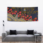 West Coast Eagles ANZAC Day Tapestry Indigenous Dot Art with Poppy Flower Tribute