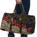 West Coast Eagles ANZAC Day Travel Bag Indigenous Dot Art with Poppy Flower Tribute