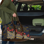 West Coast Eagles ANZAC Day Travel Bag Indigenous Dot Art with Poppy Flower Tribute