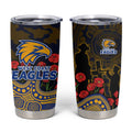 West Coast Eagles ANZAC Day Tumbler Cup Indigenous Dot Art with Poppy Flower Tribute